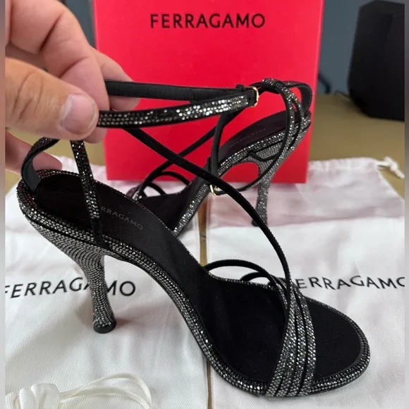 FERAGAMO Denise Embellished Ankle Strap Sandals - Picture 3 of 9